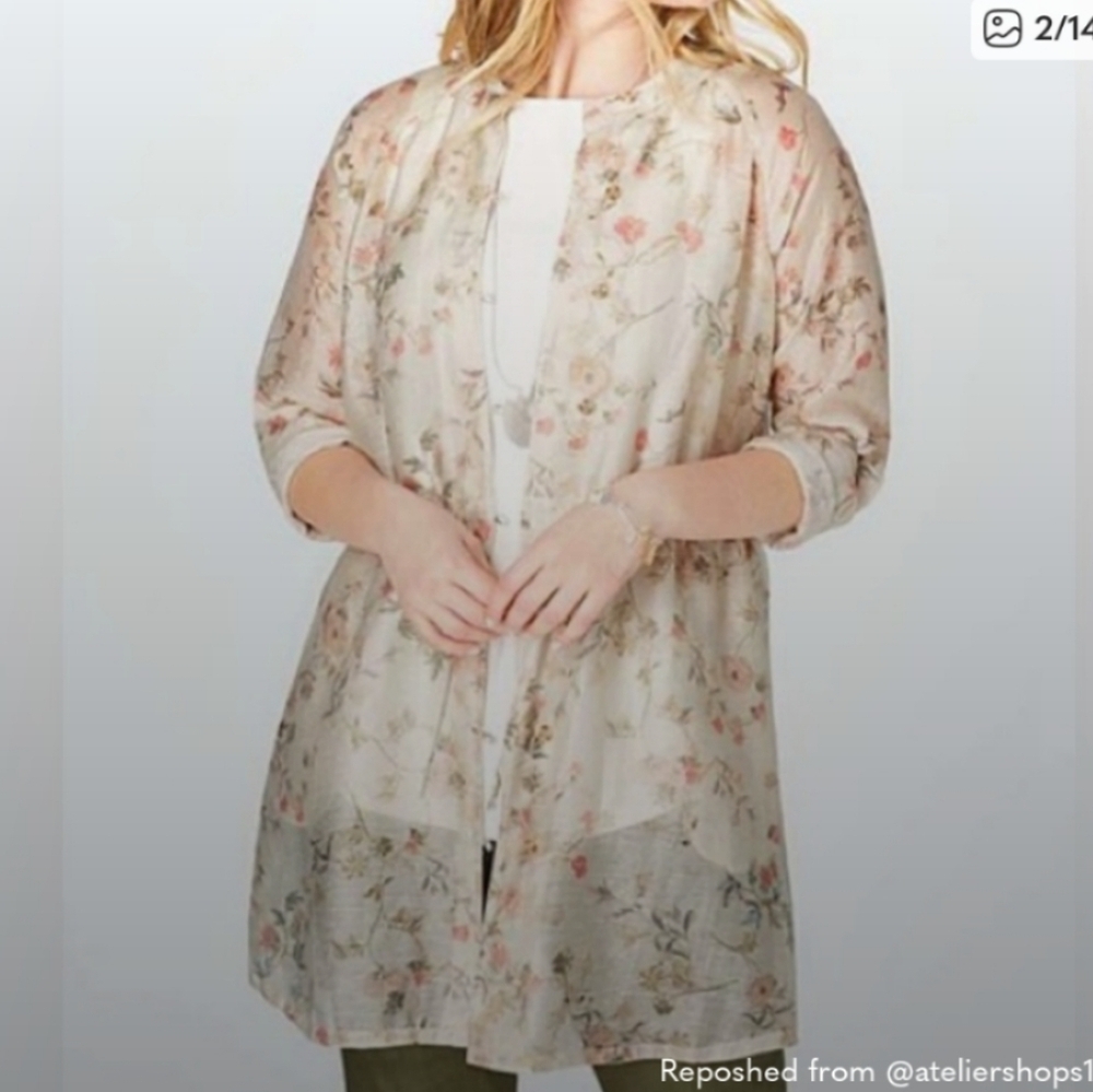 J. Jill Floral Sheer Linen Jacket
